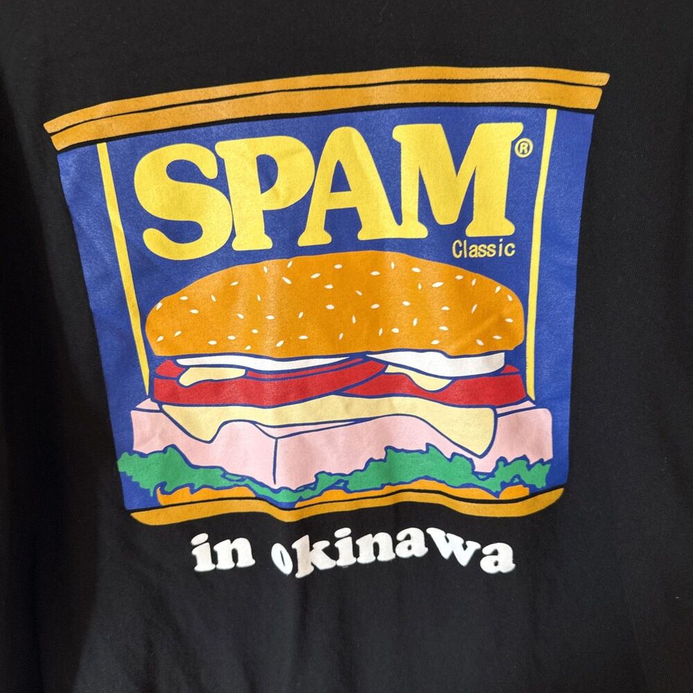 Spam In Okinawa White Cotton T Shirt Black | Men;s XL